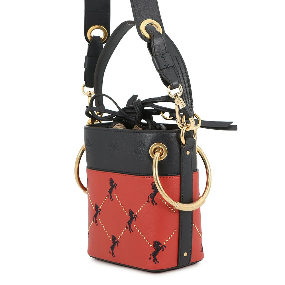 Chloe Roy Bucket Bag Leather Canvas Handbag - Picture 2 of 7